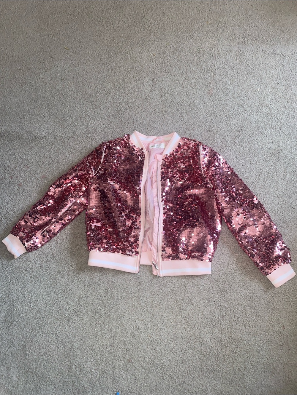 H&M Light Pink Shiny Bomber Jacket